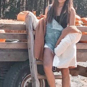 R13 Light Blue Denim Short Overalls for Women